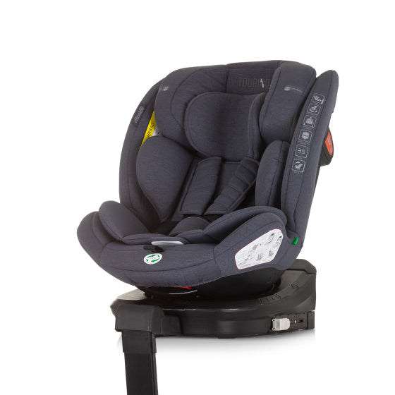 Seggiolino auto di tourino chipolino I-size 40-150 cm isofix 360 ° granito grigio scuro