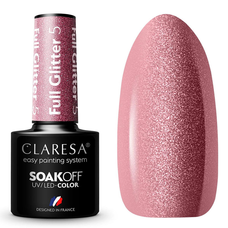 Claresa UV LED Gellak 5ml Full glitter 5 Rosa caldo