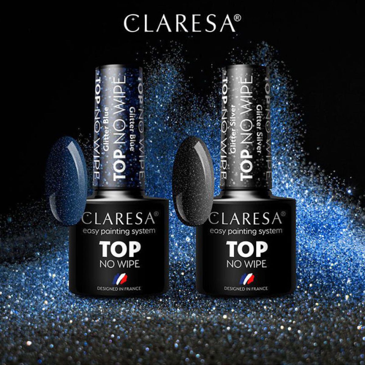 Top coat Claresa Claresa no wipe glitter blu 5ml