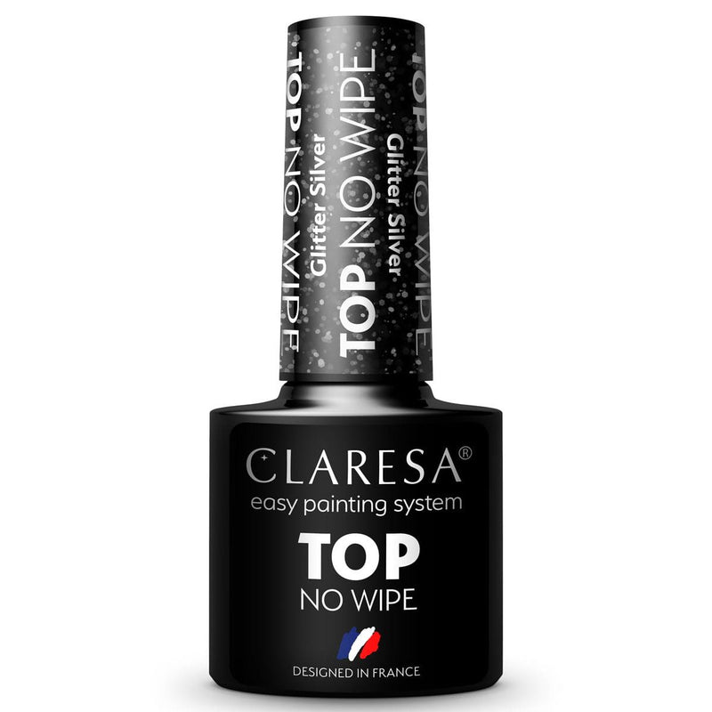 Top coat Claresa Claresa no wipe glitter argento 5ml