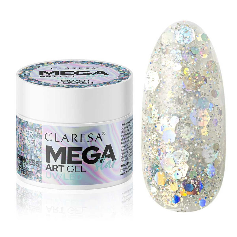 Claresa Claresa Megastar Silver Flicker UV LED GEL 10GR.