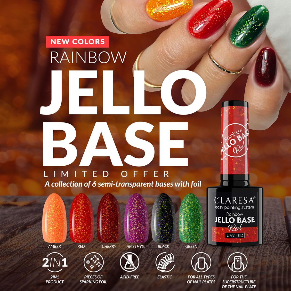 Claresa Claresa Rainbow Jello Base Coat nero 5ml