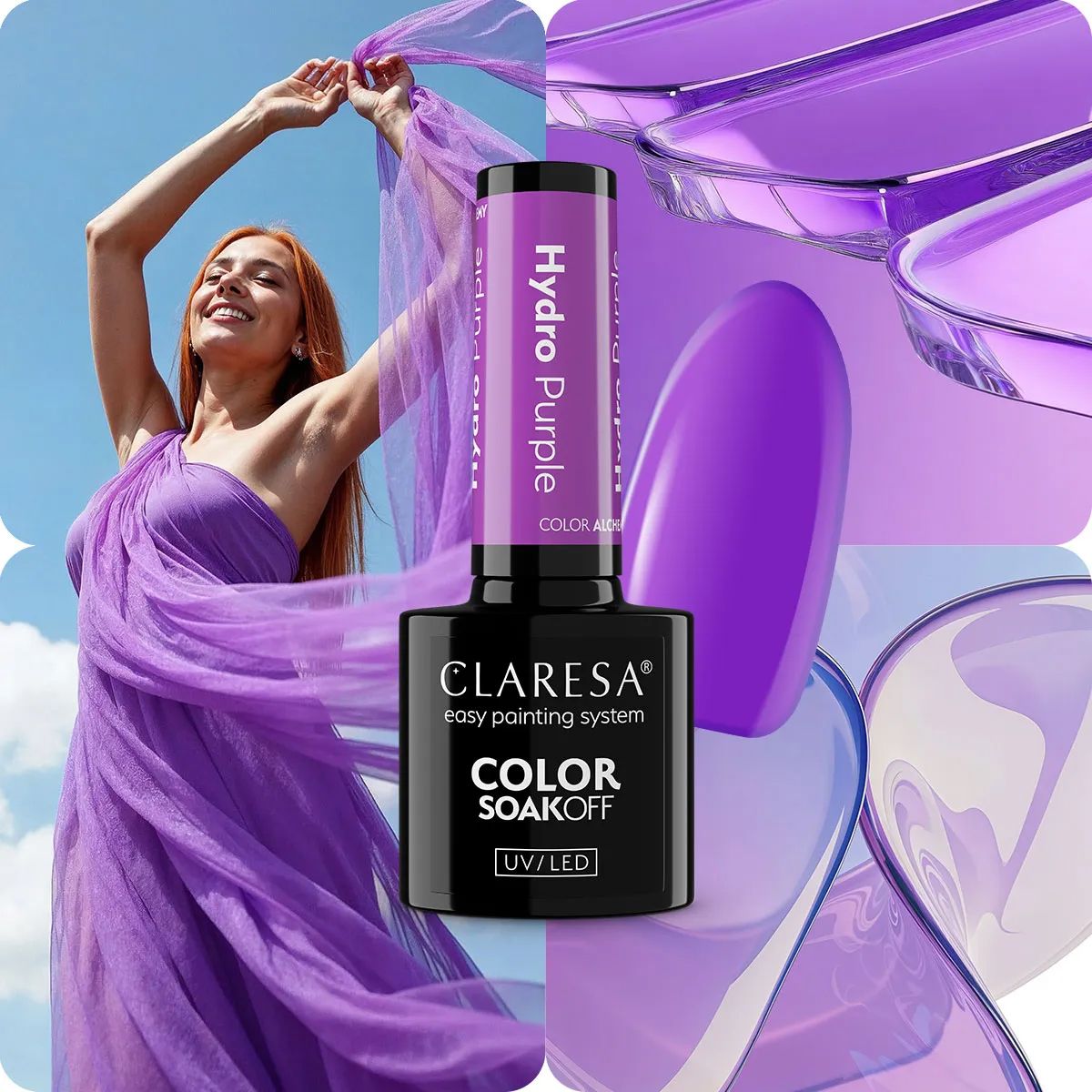 Claresa esmalte en gel uv led 5ml color alchemy - hidro violeta