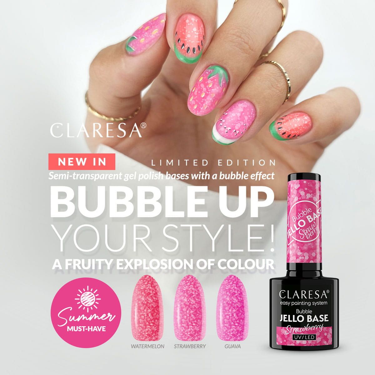 Claresa Bubble Jello Base Coat guava 5ml