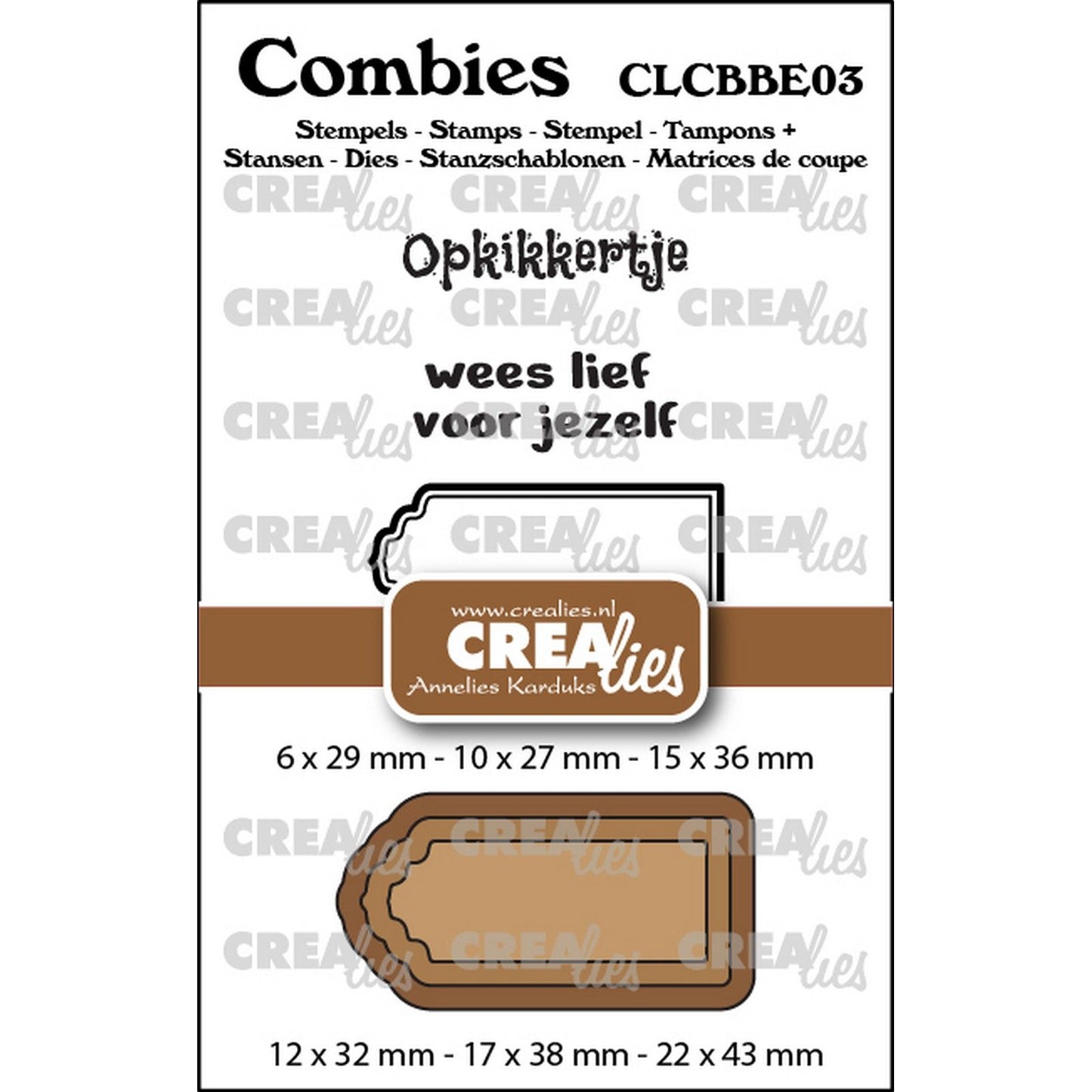 Crealies • set de sellos combies que te mejores pronto 03: 2 textos + 1 etiqueta
