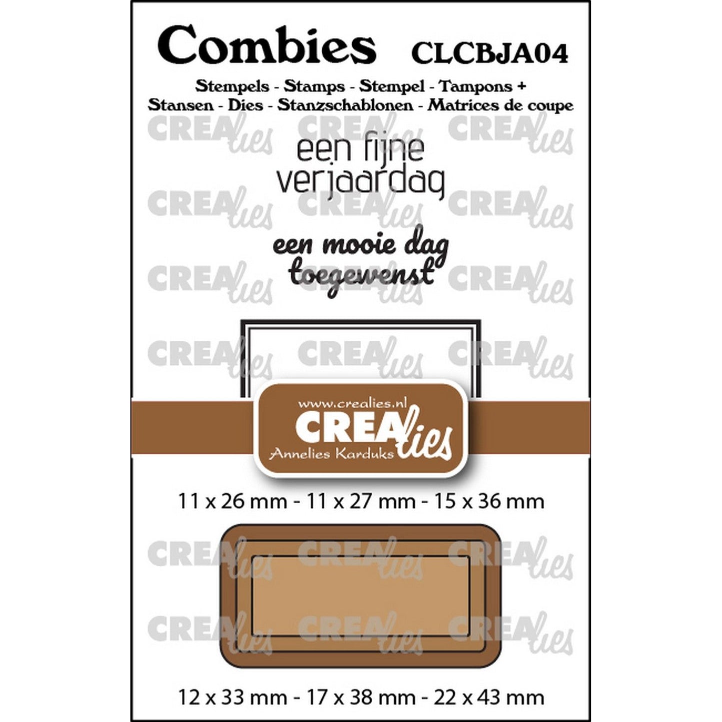 Crealies • set di francobolli combies compleanno 04: 2 testi + 1 etichetta con cartellino