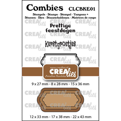 Crealies • combies stempelset kerst 01: 2 teksten + 1 tag label