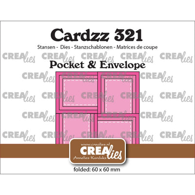 Crealies • sobre de bolsillo cardzz con 4 solapas rectangulares 6 x 6 cm