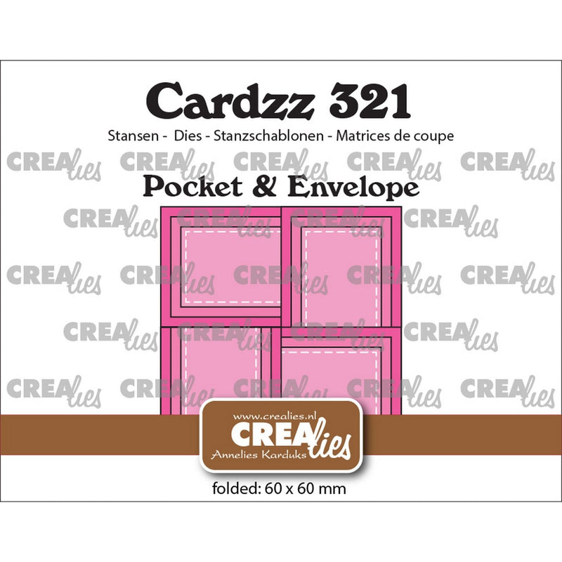 Crealies • cardzz pocket envelope met 4 rechthoekige flapjes 6 x 6 cm
