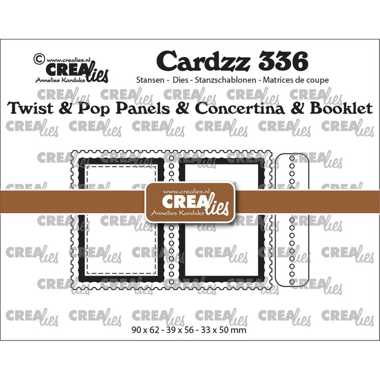 Crealies • cardzz twist pop b7 panelen, leporello miniboekje postzegel