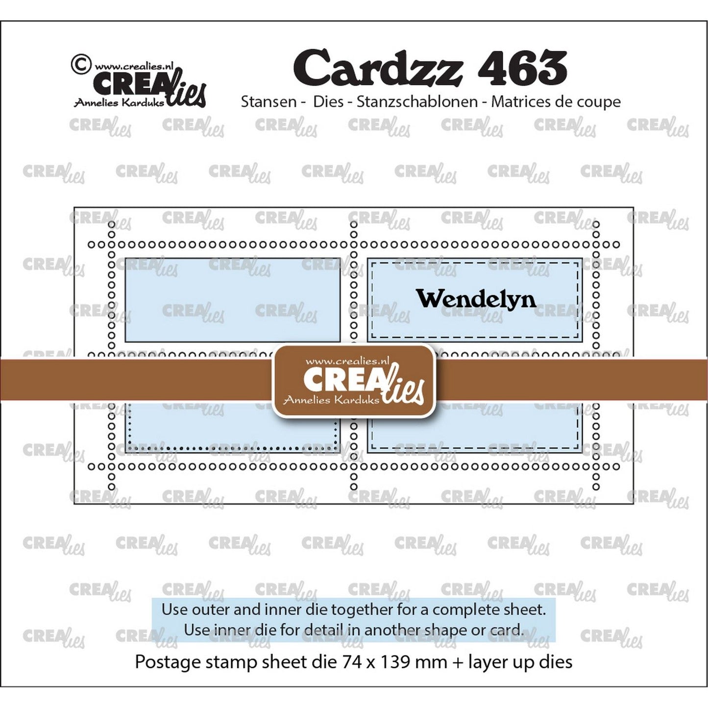Crealies • cardzz die mini hoja de sellos delgada wendelyn con 4 rectángulos horizontales
