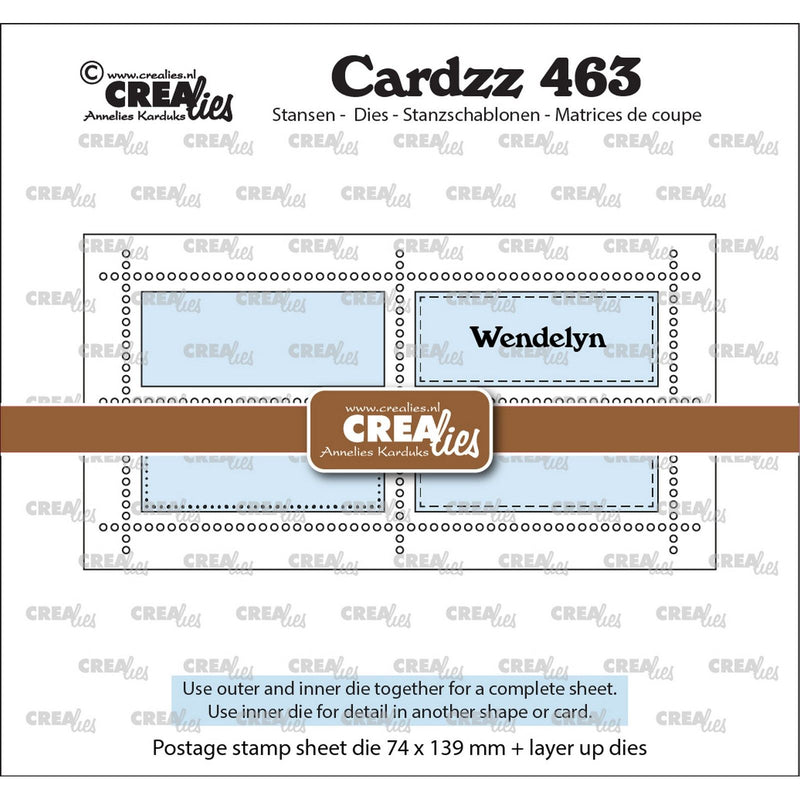 Crealies • cardzz die mini hoja de sellos delgada wendelyn con 4 rectángulos horizontales