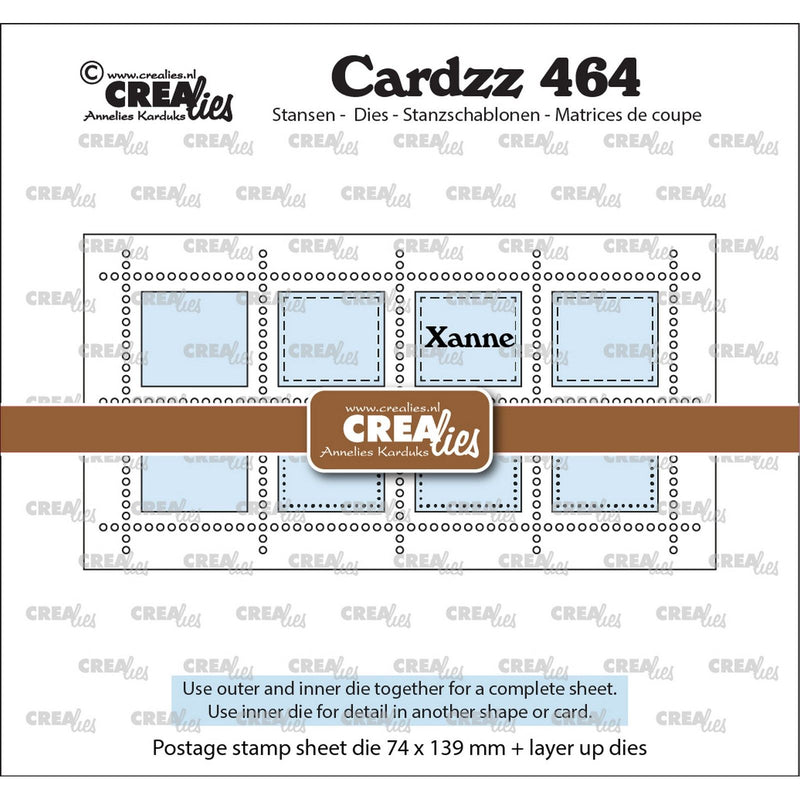 Crealies • cardzz die mini hoja de sellos delgada xanne con 8 rectángulos