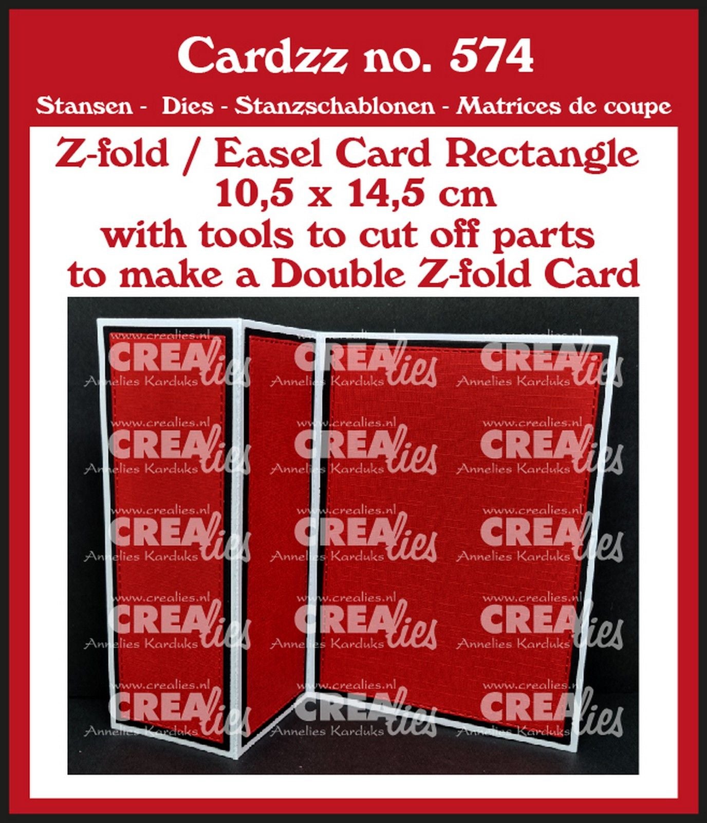 Crealies • cardzz (doble) caballete con plegado en Z, tarjeta rectangular vertical