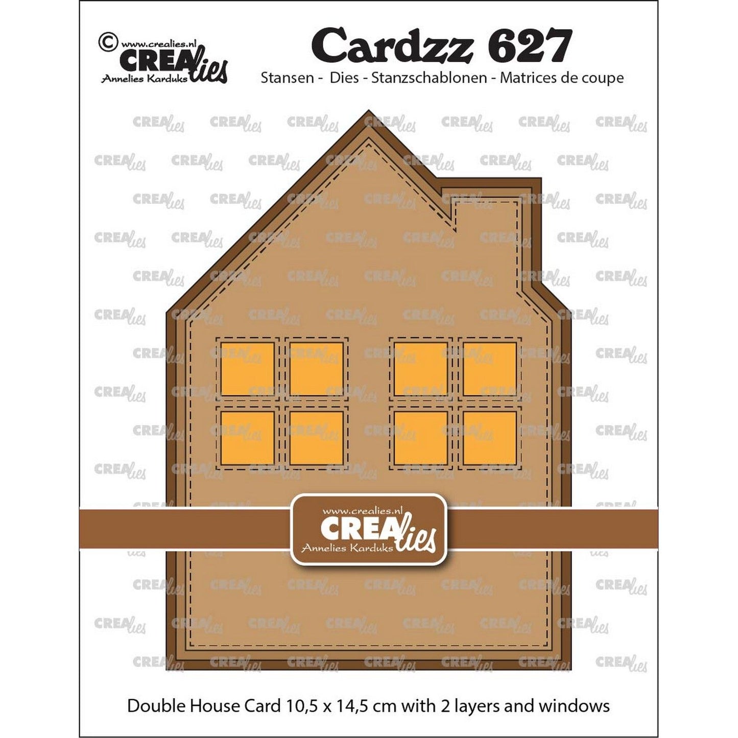 Crealies • cardzz dubbele kaart huis met ramen