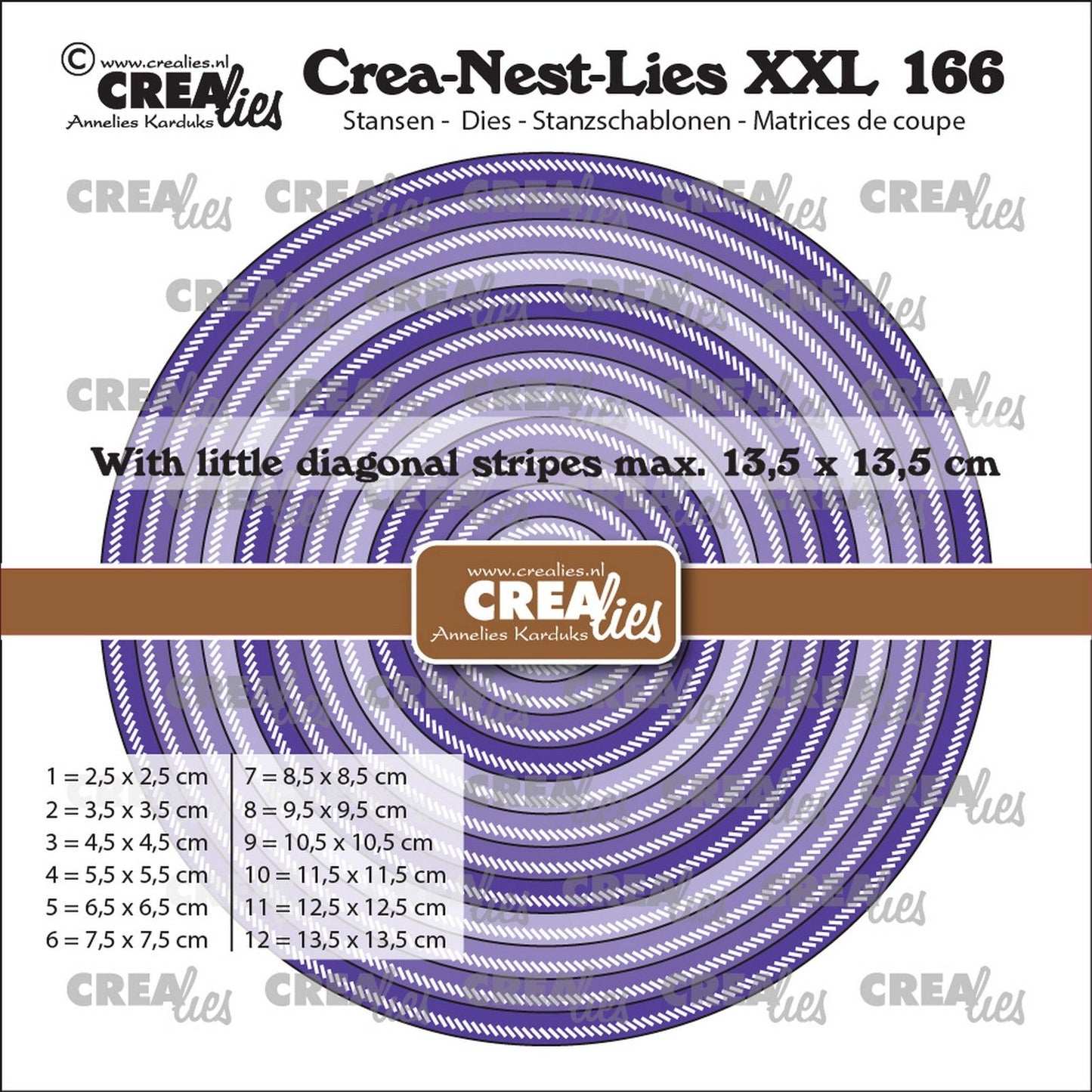 Crealies • crea-nest-lies xxl fustelle da taglio cerchi con piccole linee diagonali