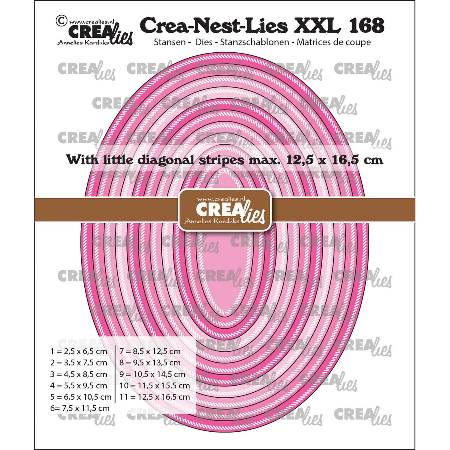 Crealies • crea-nest-lies xxl stampi da taglio ovali con piccole strisce diagonali