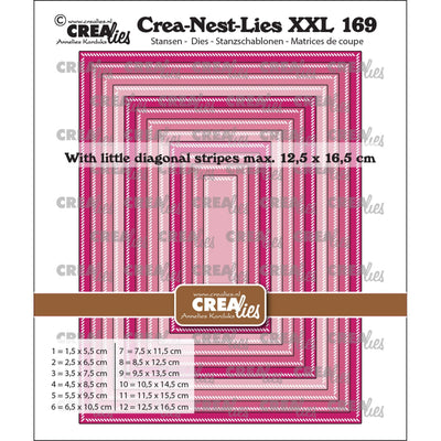 Crealies • crea-nest-lies xxl snijmallen rechthoeken met kleine schuine streepjes