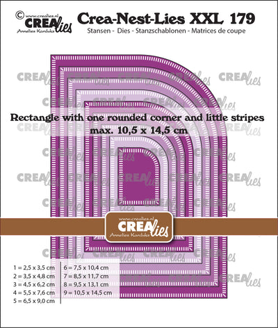 Crealies • crea-nest-lies xxl stans rechthoek met één afgeronde hoek met kleine streepjes
