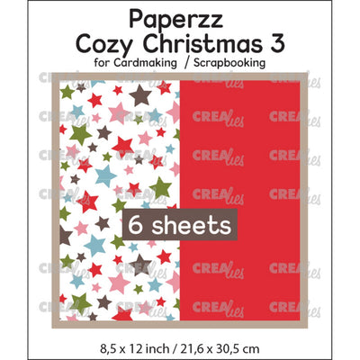 Crealies • paperzz 6x accogliente lenzuolo natalizio 3: stelle + rosso