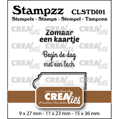 Crealies • stampzz stempelset divers 01: 2 teksten + 1 tag label