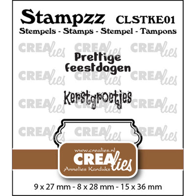 Crealies • stampzz stempelset kerst 01: 2 teksten + 1 tag label