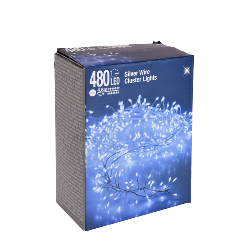 Cluster in filo bianco 480 LED 480cm