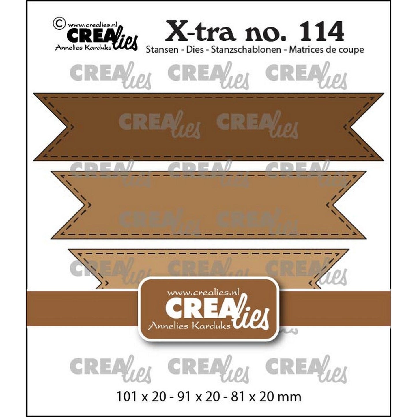 Crealies • pancartas dobles xtra con línea de pespunte