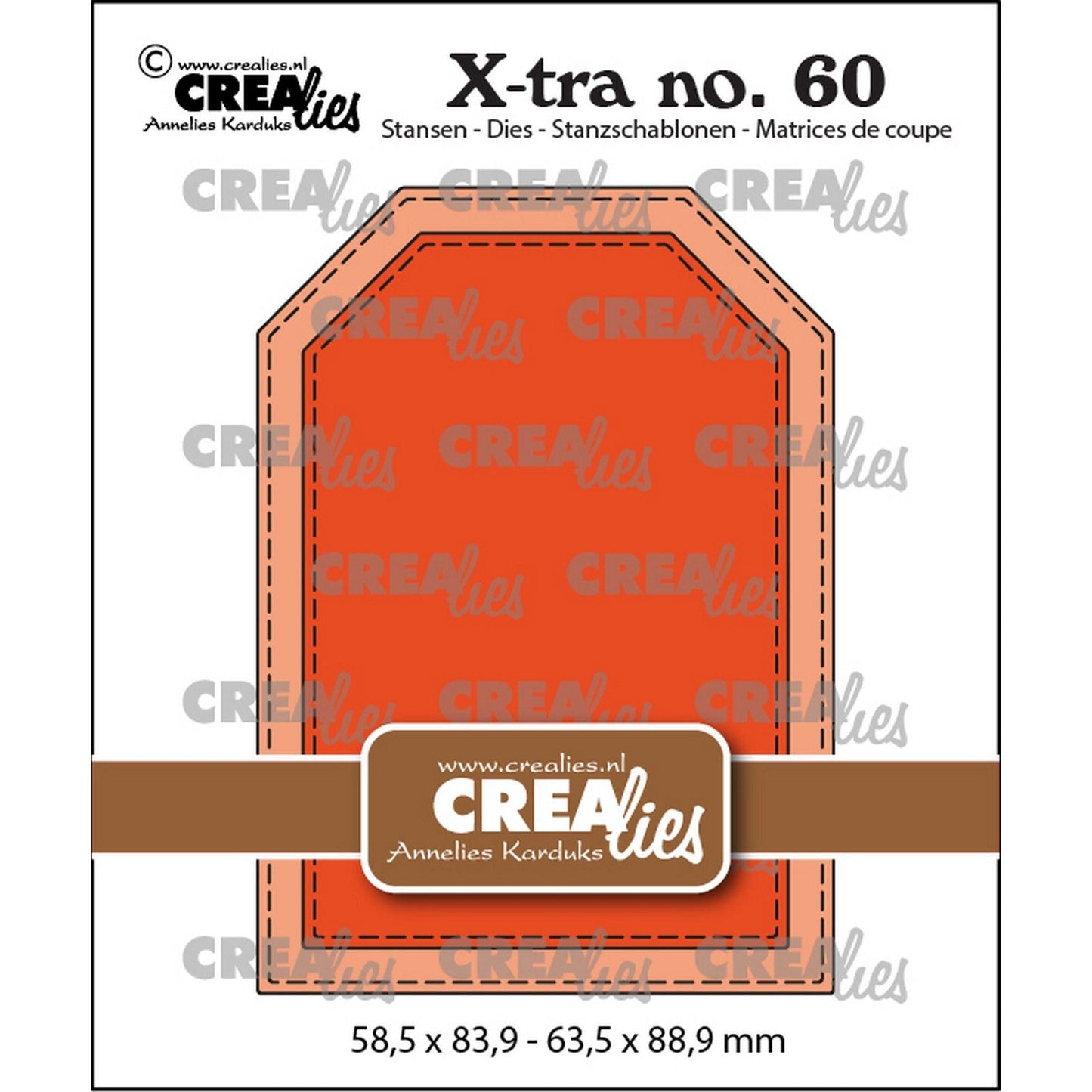 Crealies • xtra atc label met stiksteeklijn