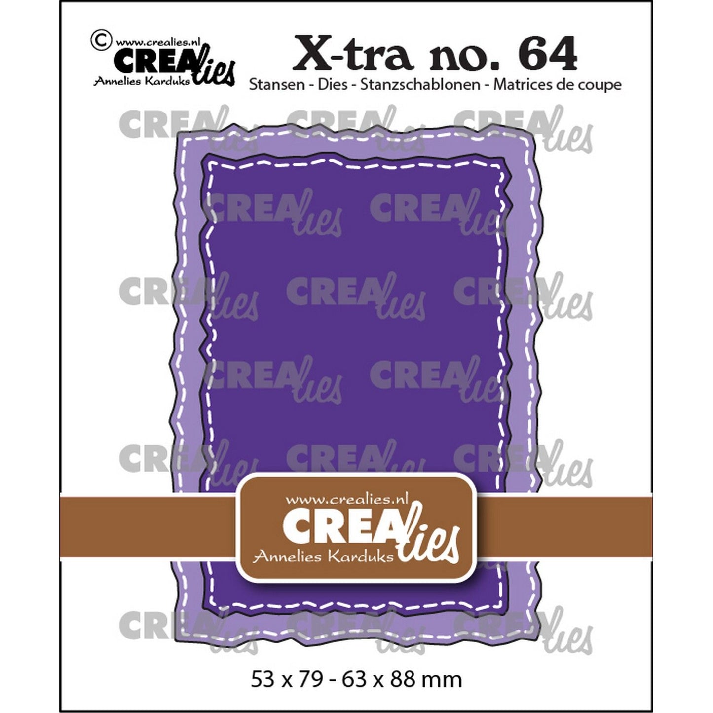 Crealies • sagoma di taglio x-tra e bordi grezzi con linea di cucitura