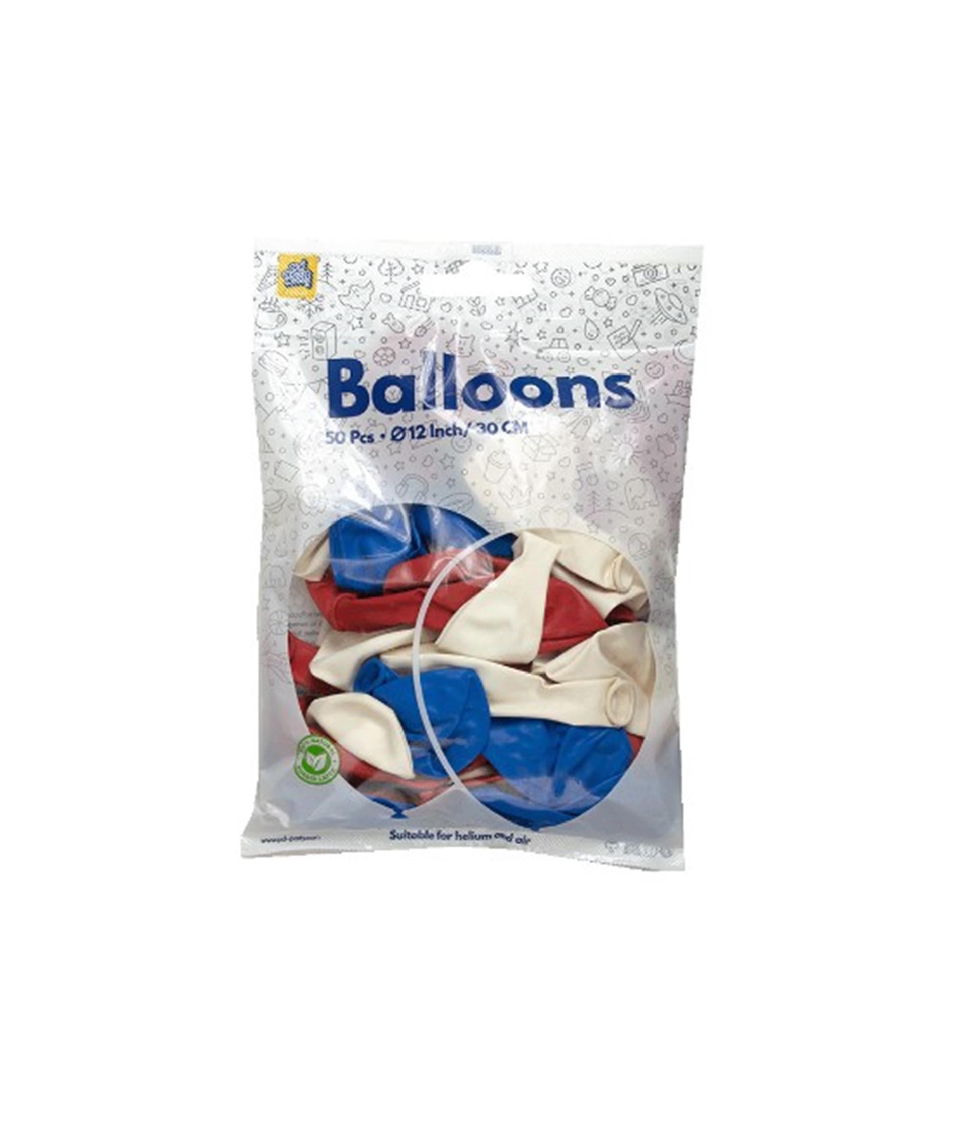 Palloncini Paperdreams rossi bianchi blu 30 cm 50 pezzi