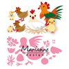 Design Marianne • stencil da collezione con taglio in rilievo della famiglia di polli di eline