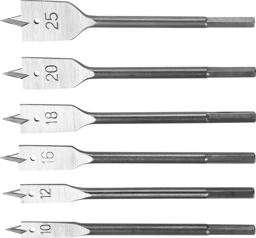Con:p set frese per legno 10-25mm 6pz rosso - bp302306