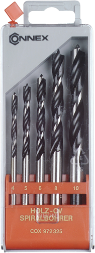 Connex juego de brocas para madera 4-10mm 5uds rojo - cox972325
