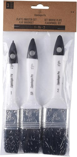 Juego de brochas Copenhagen pro - cepillo plano universal - tamaño 12-14-16 - pelo sintético - 3 piezas - mango completo de plástico - 23.900.06