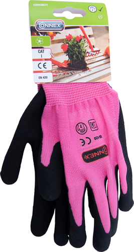 Connex guante jardin latex rosa gr07 - cox938577