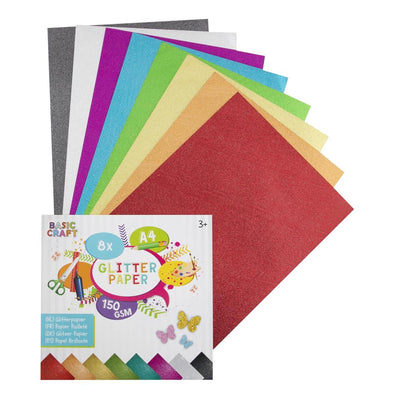 Artesanía básica artesanía básica A4 Papel de brillo de 150 gramos 8 piezas