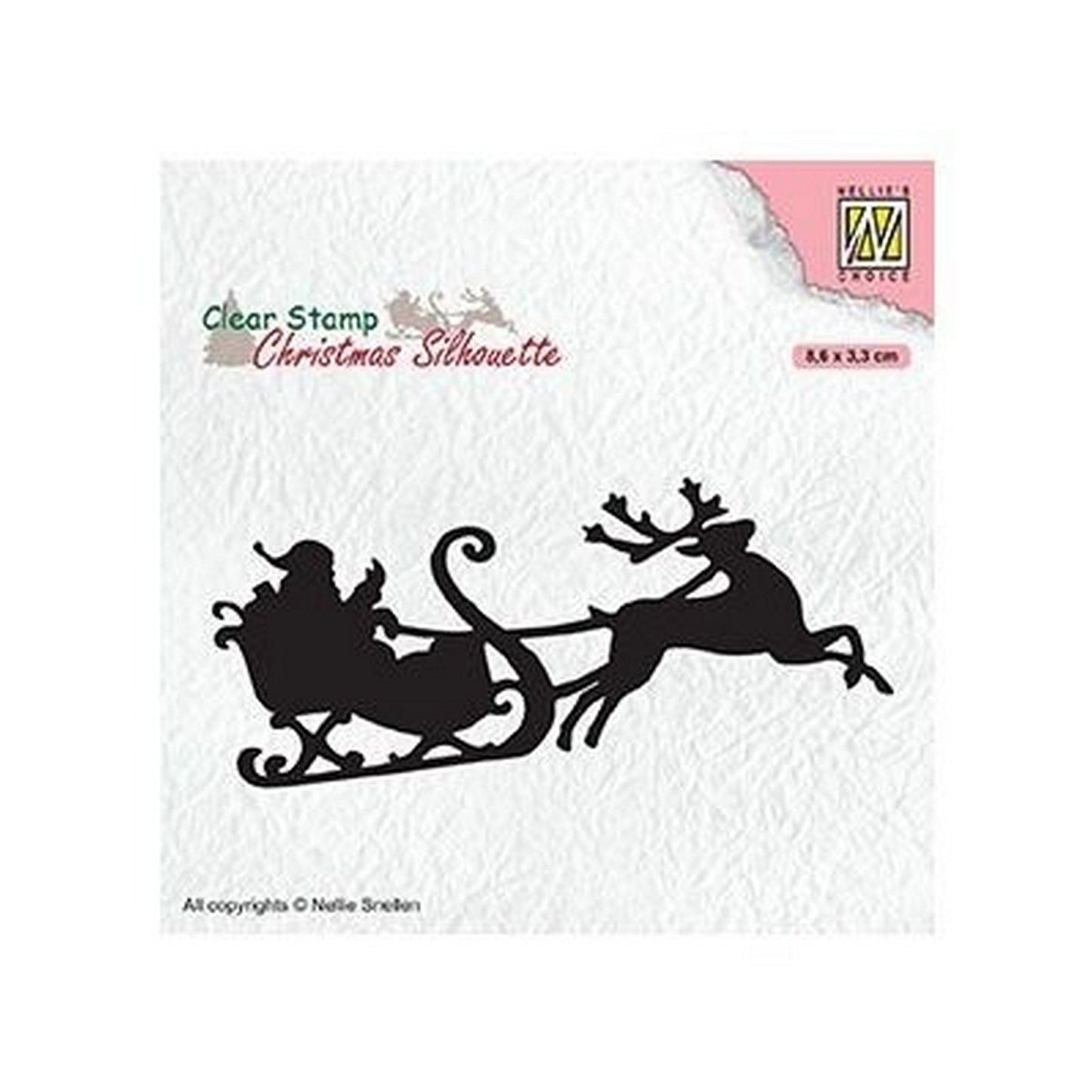 La elección de Nellie • Sello transparente de siluetas navideñas de Papá Noel con juego de renos (86x33 mm)