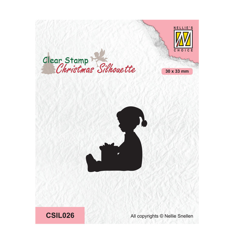 Nellie's choice • christmas silhouettes clear stempel little boy got a present