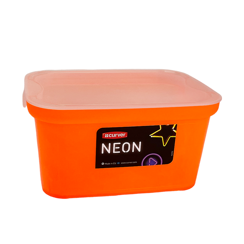 Caja de almacenamiento Curve con tapa naranja neón 5 litros