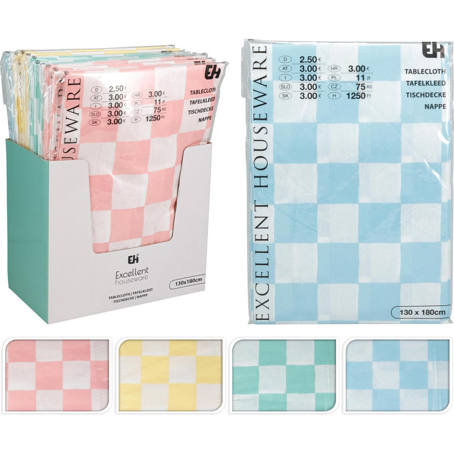Excellent houseware tafelkleed flanel 130x180cm ruit