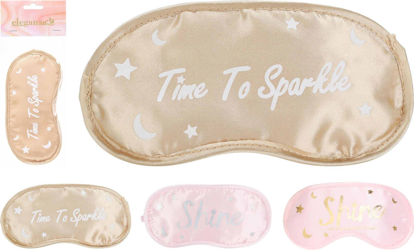 Antifaz para dormir de raso con texto rosa