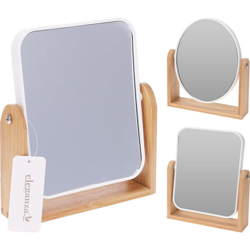 Espejo de maquillaje Eleganza madera plástico 2 caras