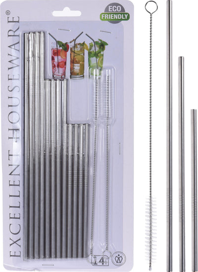 Set cannucce in acciaio inox da 14 pezzi con spazzolino