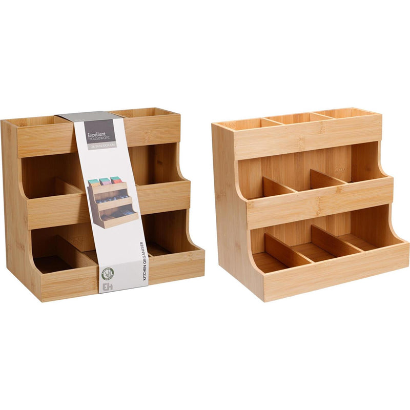 Eccellente organizer da cucina per casalinghi in bambù 26x17x24 cm