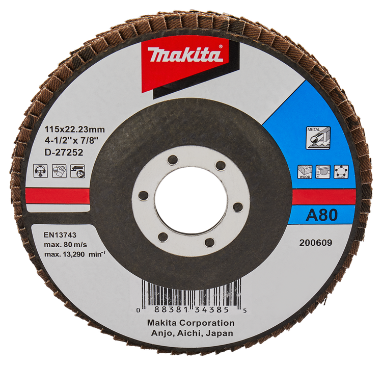 Makita accessoires lamellenschuurschijf 115mm a80 - d-27252 d-27252