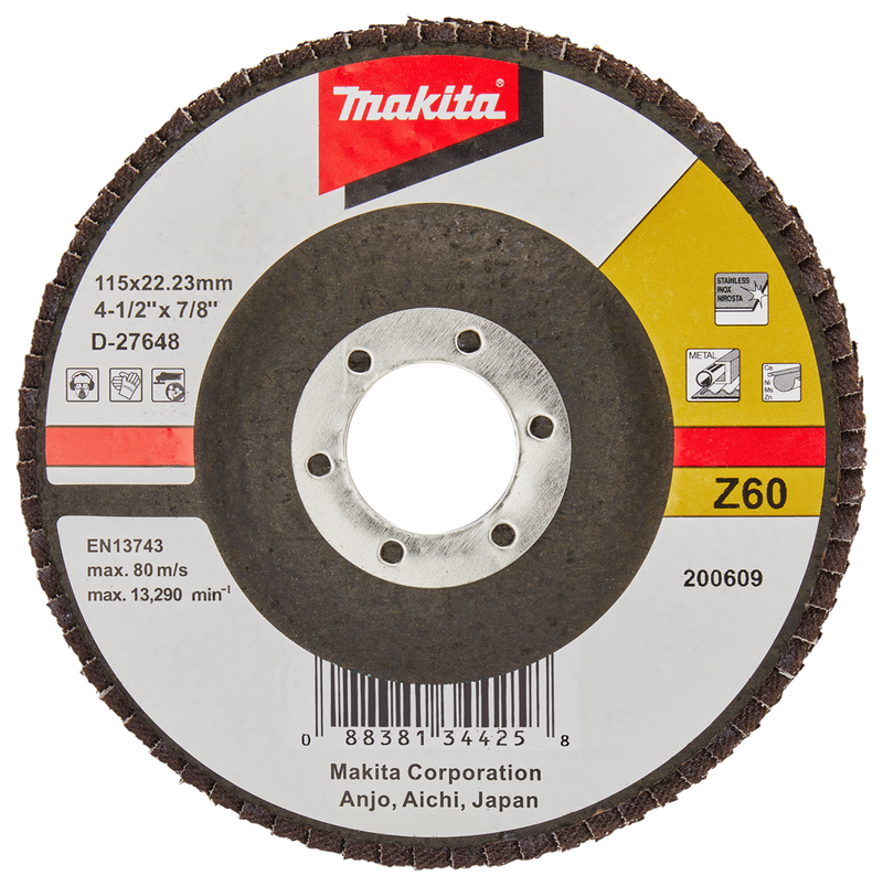 Accesorios makita disco de lijado de solapa 115 mm z40 - d-27648 d-27648