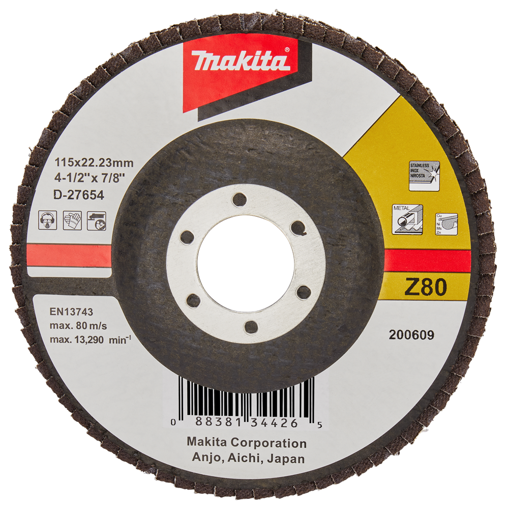 Accesorios Makita disco de lijado de solapa 115 mm z80 - d-27654 d-27654