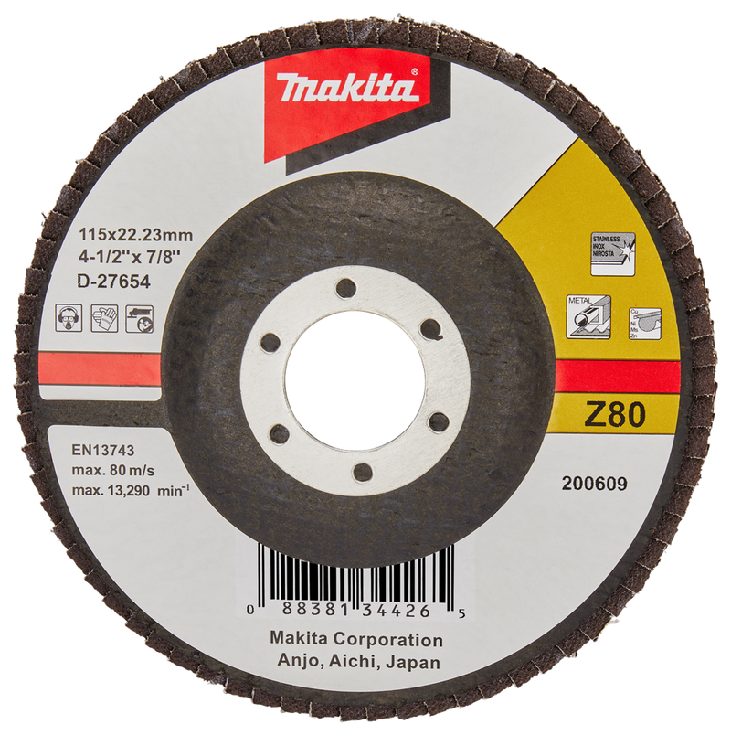 Accesorios Makita disco de lijado de solapa 115 mm z80 - d-27654 d-27654