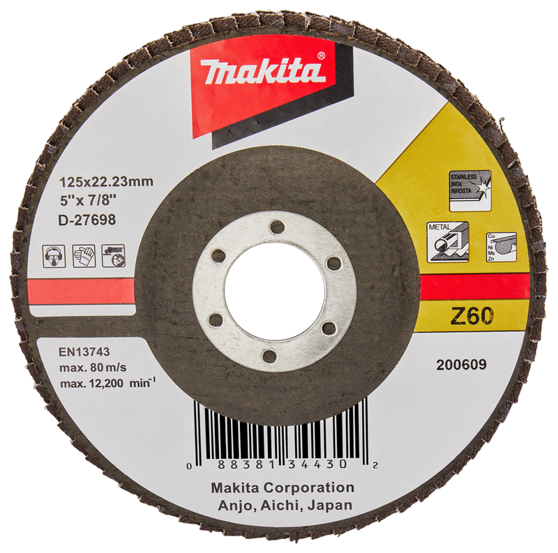 Accesorios Makita disco de lijado de solapa 125mm z60 - d-27698 d-27698